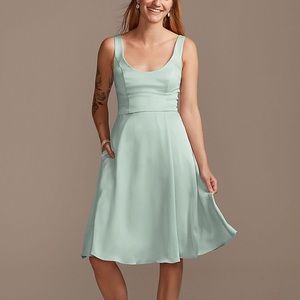 David’s Bridal Scoop Neck Tank Bridesmaids dress in dusty sage Size 14